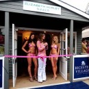 Elizabeth Hurley hablando al publico