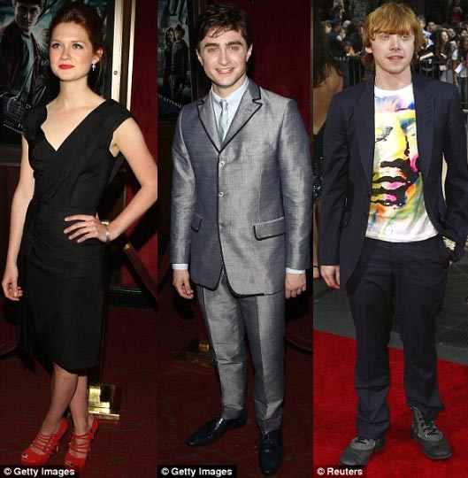bonnie daniel y rupert en nueva york Bonnie Wright, Daniel Radcliffe y Rupert Grint en el estreno de HP6 en Nueva York