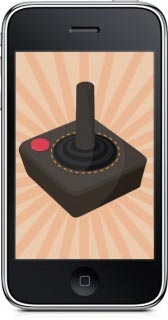 Imagen de un iphone con un control para vídeo juegos