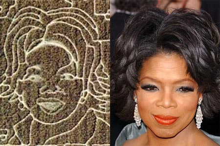 Forma de Opraj Winfrey en un campo de Arizona