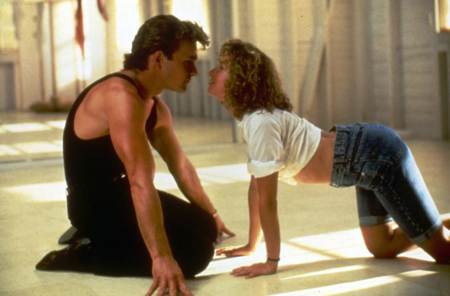 Patrci Swayze en escena con Jennifer Gray, de la película Dirty Dancing