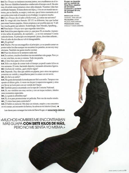 Diane Kruger de espaldas con un vestido largo de gala color negro