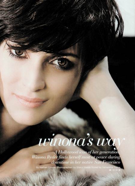 Rostro de la actriz Winona Ryder  en la edicion de noviembre de California Style