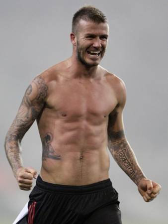 David Beckham en el partido contra Juventus en Italia