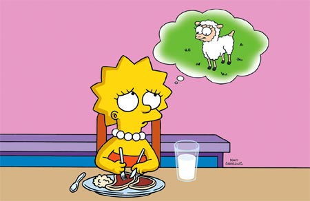 Lisa Simpson no quiere comer carne