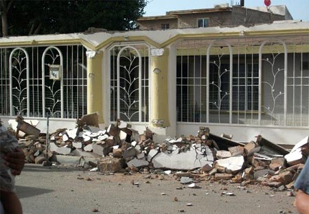 Casa afectada por el terremoto en Mexicali
