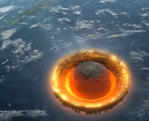 Imagen de asteroide en colisión con la Tierra