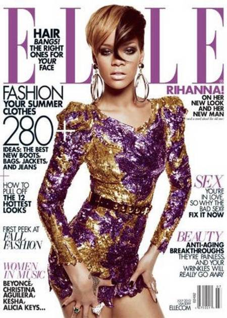 Rihanna con un look muy fashion en la portada de ELLE