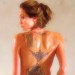 Foto de promoción para la película ''Wanted'', donde vimos a Angelina Jolie totalmente desnuda, dejando a la vista los tremendos tatuajes