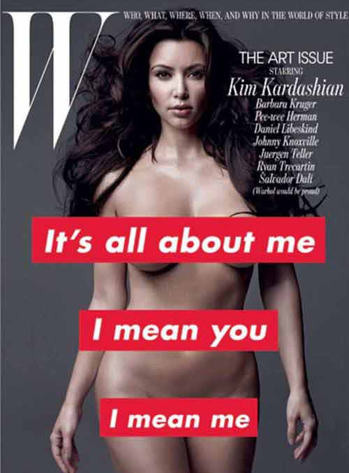 Kim Kardashian posa desnuda para revista de manera muy sensual con tres letreros cubriendola
