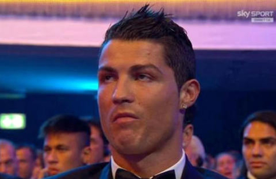 La cara de Cristiano Ronaldo cuando ganó Messi