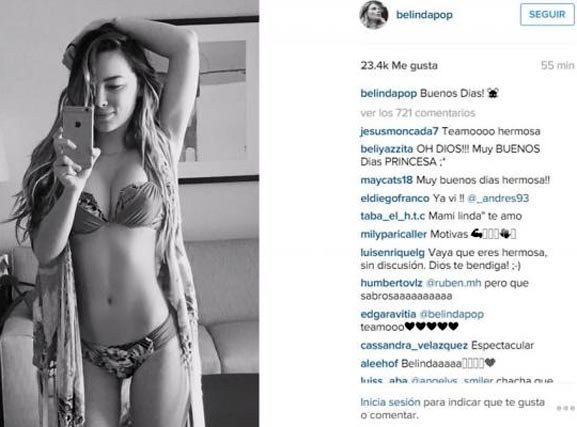 Foto de Belinda en bikini subida a Instagram